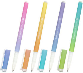 Ручка шариковая BRAUBERG SOFT TOUCH GRIP &quot;GRADIENT PASTEL&quot;, СИНЯЯ, мягкое покрытие, ассорти, узел 0,7 мм, 143711