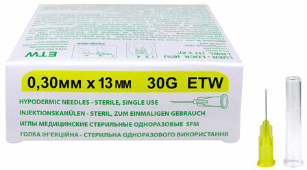 Иглы для мезотерапии и микроинъекций одноразовые SFM 0,30 х 13 - 30G, КОМПЛЕКТ 50 шт.