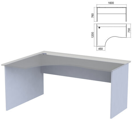 Стол эргономичный ЧАСТЬ 2 "Арго", 1600х1200х760 мм, левый/правый, серый