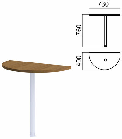 Стол приставной полукруг "Арго", 730х400 мм, БЕЗ ОПОРЫ, орех