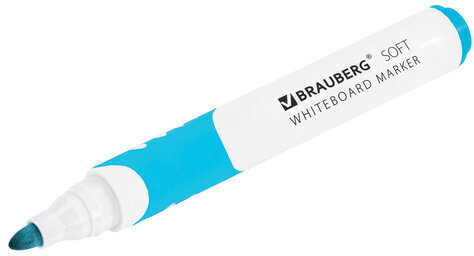Маркер стираемый для белой доски СВЕТЛО-ГОЛУБОЙ, BRAUBERG "SOFT", 5 мм, резиновая вставка, 152111