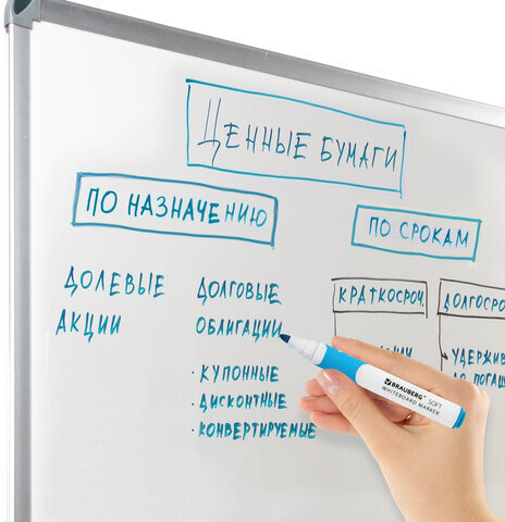 Маркер стираемый для белой доски СВЕТЛО-ГОЛУБОЙ, BRAUBERG "SOFT", 5 мм, резиновая вставка, 152111