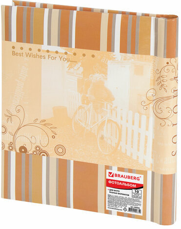 Фотоальбом BRAUBERG на 10 магнитных листов, 23х28 см, "Плюшевые мишки", коричнево-бежевый, 390683