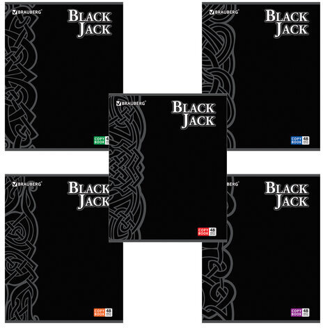 Тетрадь А5, 48 л., BRAUBERG, клетка, выборочный лак, БЛЭК ДЖЭК, 401824