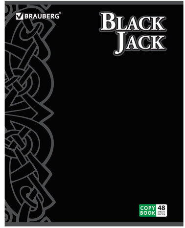 Тетрадь А5, 48 л., BRAUBERG, клетка, выборочный лак, БЛЭК ДЖЭК, 401824