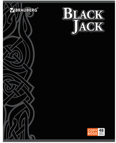 Тетрадь А5, 48 л., BRAUBERG, клетка, выборочный лак, БЛЭК ДЖЭК, 401824