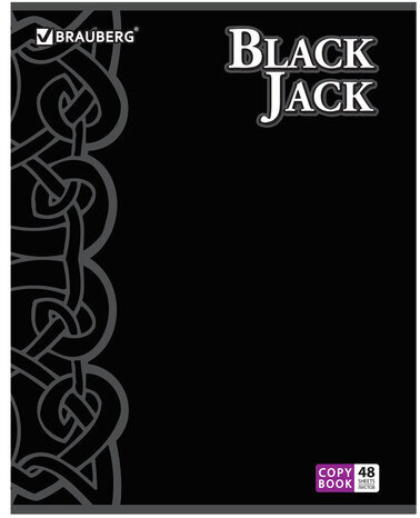 Тетрадь А5, 48 л., BRAUBERG, клетка, выборочный лак, БЛЭК ДЖЭК, 401824