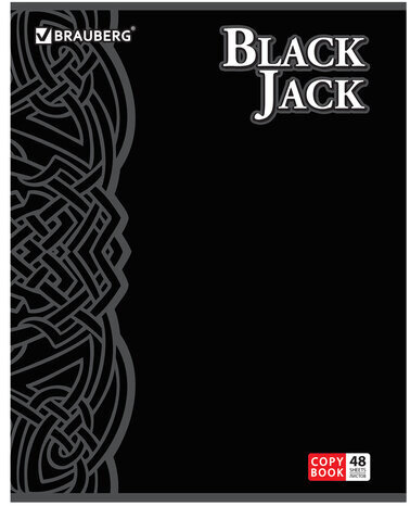 Тетрадь А5, 48 л., BRAUBERG, клетка, выборочный лак, БЛЭК ДЖЭК, 401824