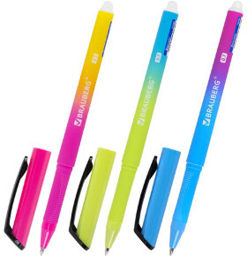 Ручка стираемая гелевая BRAUBERG &quot;Grade&quot;, СИНЯЯ, soft-touch, узел 0,7 мм, линия письма 0,5 мм, 144208