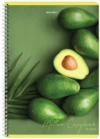 Тетрадь А4, 80 л., BRAUBERG, гребень, клетка, обложка картон, "Фрукты", 404051