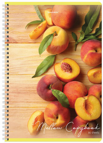 Тетрадь А4, 80 л., BRAUBERG, гребень, клетка, обложка картон, "Фрукты", 404051