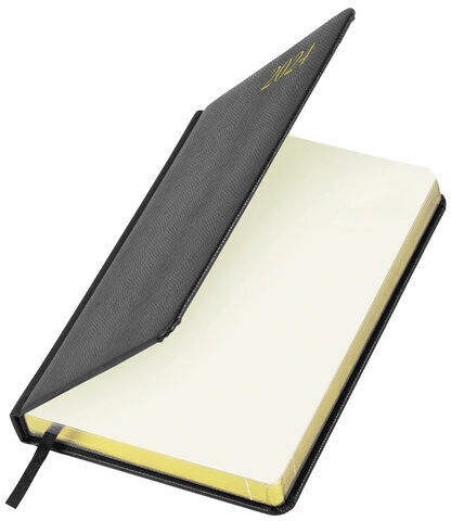 Ежедневник датированный 2024 А5 138x213 мм BRAUBERG "Iguana", под кожу, черный, 114848