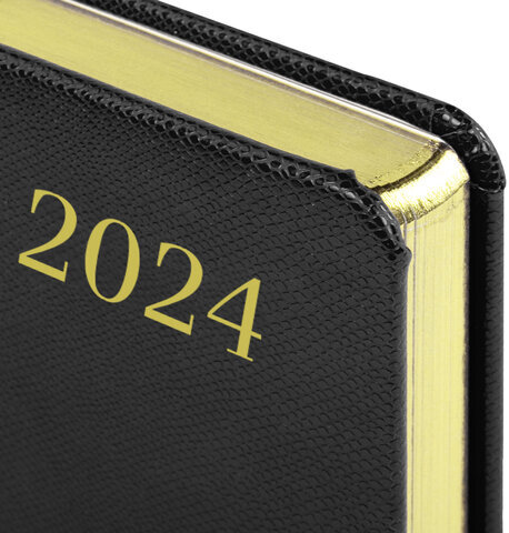 Ежедневник датированный 2024 А5 138x213 мм BRAUBERG "Iguana", под кожу, черный, 114848