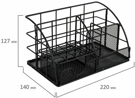 Органайзер для косметики и мелочей металлический 5 секций, MONTE VITA, 140х220х127 мм, чёрный, 272478