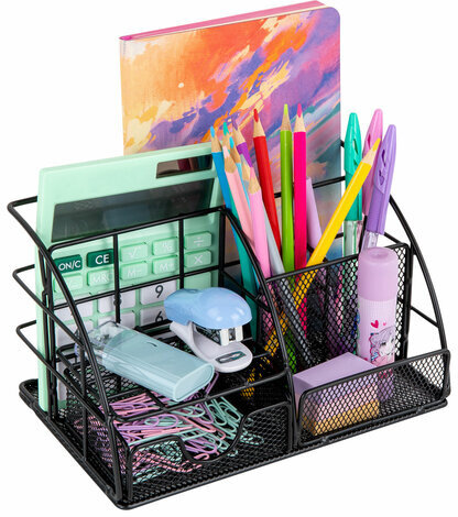 Органайзер для косметики и мелочей металлический 5 секций, MONTE VITA, 140х220х127 мм, чёрный, 272478