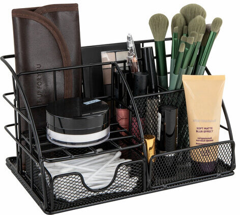 Органайзер для косметики и мелочей металлический 5 секций, MONTE VITA, 140х220х127 мм, чёрный, 272478