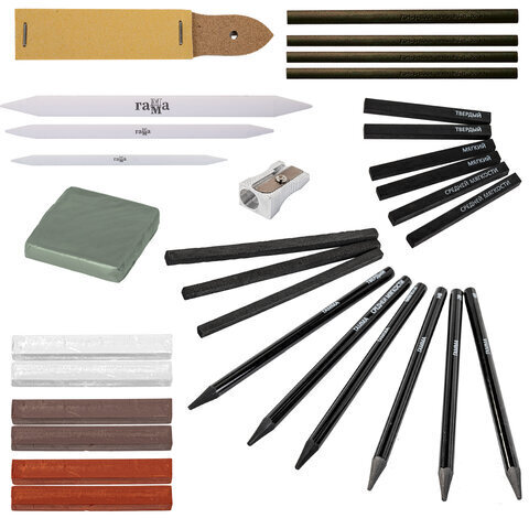 Набор графических материалов ГАММА"Студия", 31 предметов, в деревянном коробе, 0909214