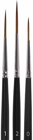 Кисти художественные набор 3 шт., синтетика (лайнеры № 0, 1, 2) BRAUBERG ART CLASSIC, 201034