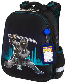 Ранец ЮНЛАНДИЯ EXTRA с дополнительным объемом, 2 отделения, &quot;Black ninja&quot;, 38x29x18 см, 271380