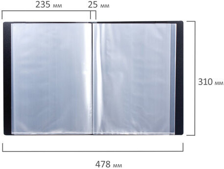Папка 40 вкладышей BRAUBERG "Contract", черная, вкладыши-антиблик, 0,7 мм, бизнес-класс, 221776