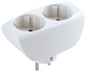 Сетевой тройник ЭРА, 2 розетки, с заземлением, со шторками, белый, SP-2e-W