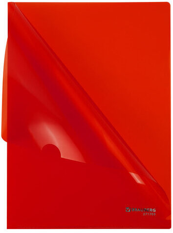 Папка-уголок жесткая А4, красная, 0,15 мм, BRAUBERG EXTRA, 271703