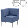 Кресло мягкое угловое "Хост" М-43, 620х620х780 мм, без подлокотников, экокожа, голубое