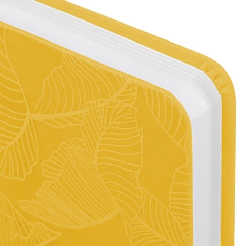 Ежедневник датированный 2026 А5 138x213 мм, BRAUBERG "Foliage", под кожу, гибкий, желтый, 117130