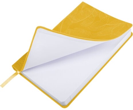 Ежедневник датированный 2026 А5 138x213 мм, BRAUBERG "Foliage", под кожу, гибкий, желтый, 117130