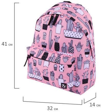 Рюкзак BRAUBERG, универсальный, сити-формат, Кактусы, 20 литров, 41х32х14 см, 228859