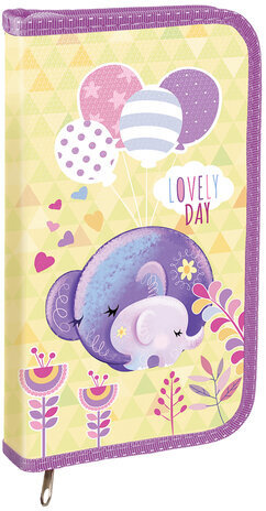 Пенал ЮНЛАНДИЯ, 1 отделение, эффект металл, объем, 19х11 см, &quot;Elephants&quot;, 229201