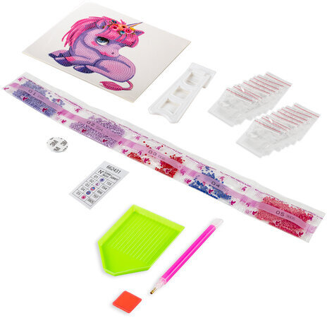 Картина стразами (алмазная мозаика) 20х20 см, ЮНЛАНДИЯ "Единорожек", картон, 662431