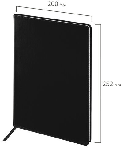 Тетрадь БОЛЬШОЙ ФОРМАТ (200x252 мм) В5, BRAUBERG "Metropolis Extra", под кожу, клетка, 80 л., черный, 111050