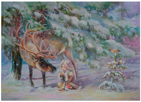 Картина стразами (алмазная мозаика) 40х50 см, ОСТРОВ СОКРОВИЩ "Девочка в лесу", без подрамника, 662578