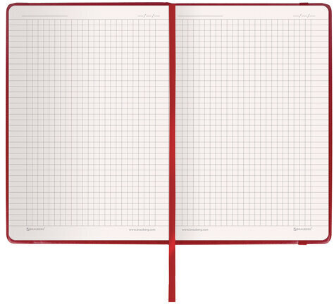 Блокнот А5 (148x218 мм), BRAUBERG "Metropolis Special", под кожу, 80 л., резинка, клетка, красный, 111575