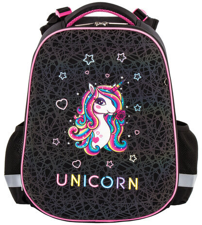 Ранец ЮНЛАНДИЯ EXTRA, с дополнительным объемом, "Rainbow unicorn", СВЕТЯЩИЙСЯ РИСУНОК, 38x29x18 см, 229932