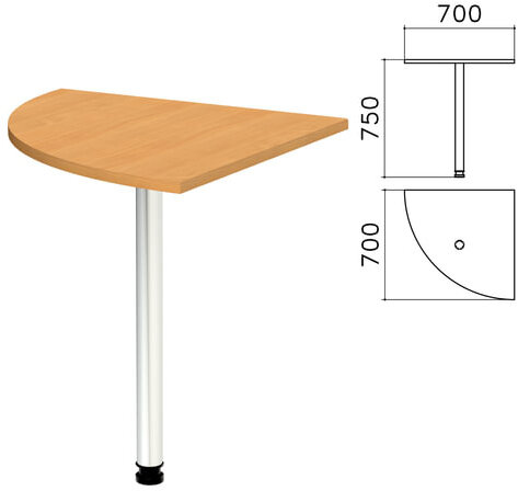 Стол приставной угловой "Монолит", 700х700х750 мм, цвет бук бавария (КОМПЛЕКТ)