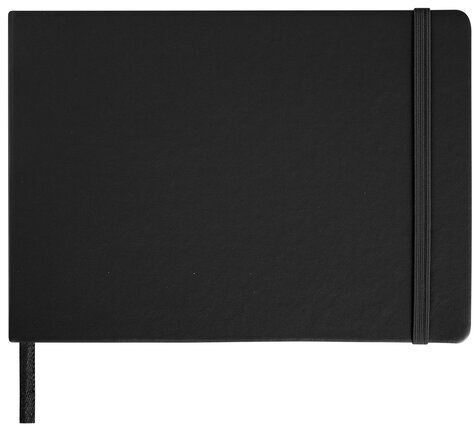 Скетчбук, слоновая кость 140 г/м2 210х148 мм, 80 л., КОЖЗАМ, резинка, BRAUBERG ART CLASSIC, черный, 113198