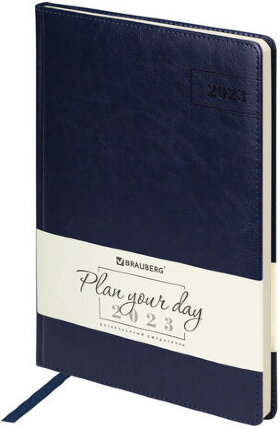 Ежедневник датированный 2023 БОЛЬШОЙ ФОРМАТ 210х297 мм А4, BRAUBERG "Imperial", синий, 113913
