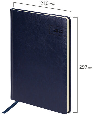 Ежедневник датированный 2023 БОЛЬШОЙ ФОРМАТ 210х297 мм А4, BRAUBERG "Imperial", синий, 113913