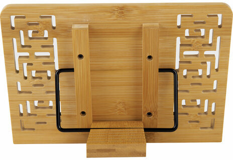 Подставка для книг и планшетов бамбуковая резная BRAUBERG, 28х20 см, регулируемый угол, 237897