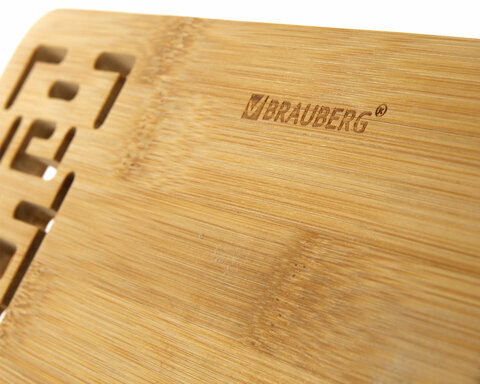 Подставка для книг и планшетов бамбуковая резная BRAUBERG, 28х20 см, регулируемый угол, 237897