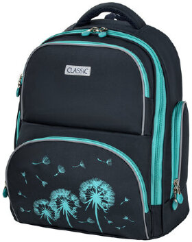 Рюкзак BRAUBERG CLASSIC, легкий каркас, премиум материал, &quot;Dandelions&quot;, синий, 37x32х21 см, 270582