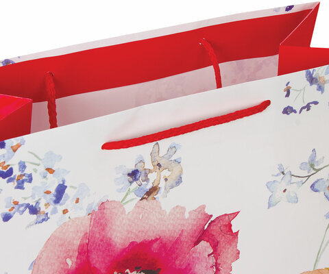 Пакет подарочный 26x12,7x32,4 см, ЗОЛОТАЯ СКАЗКА "Красные и желтые маки", ламинированный, 606584