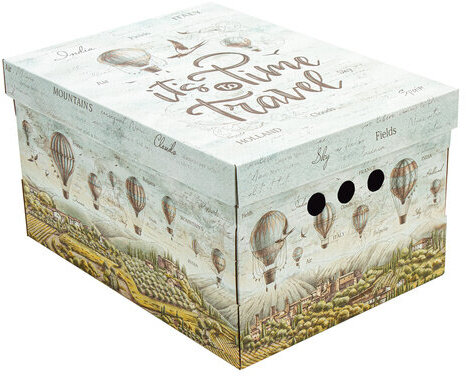 Короб для хранения из микрогофрокартона 330х250х185 мм, КОМПЛЕКТ 4 шт., "Путешествия", 271815