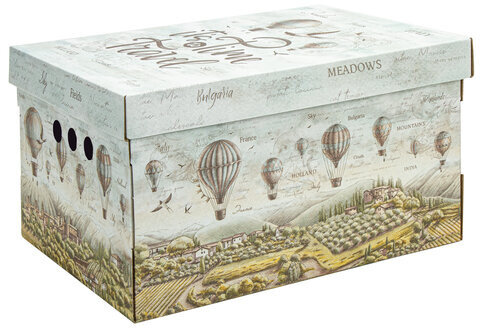 Короб для хранения из микрогофрокартона 330х250х185 мм, КОМПЛЕКТ 4 шт., "Путешествия", 271815