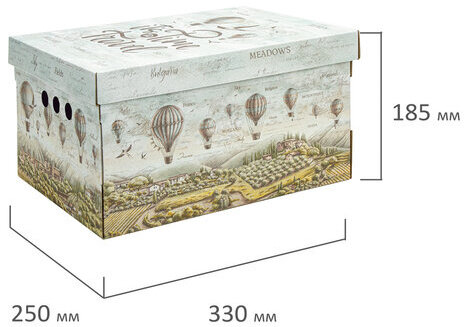 Короб для хранения из микрогофрокартона 330х250х185 мм, КОМПЛЕКТ 4 шт., "Путешествия", 271815