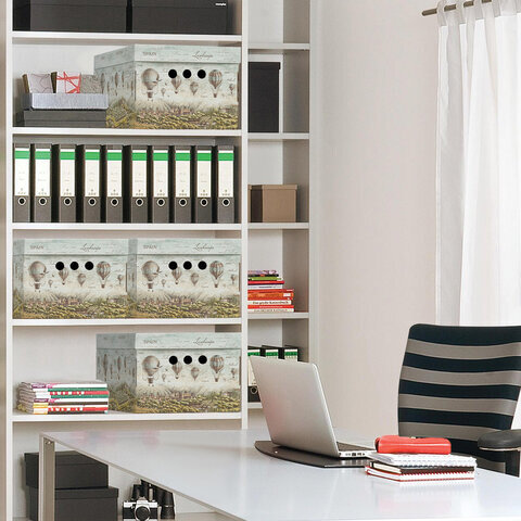 Короб для хранения из микрогофрокартона 330х250х185 мм, КОМПЛЕКТ 4 шт., "Путешествия", 271815