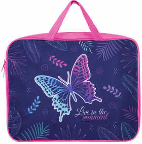 Папка на молнии с ручками BRAUBERG А4, 1 отделение, полиэстер, ширина 80 мм, &quot;Beautiful butterfly&quot;, 271128