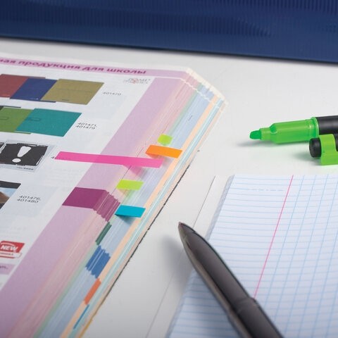 Закладки клейкие BRAUBERG НЕОНОВЫЕ, пластиковые, 45х8 мм, 8 цветов х 20 листов, на пластиковом основании, 126699